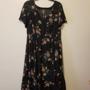 Torrid Black Floral Midi Dress